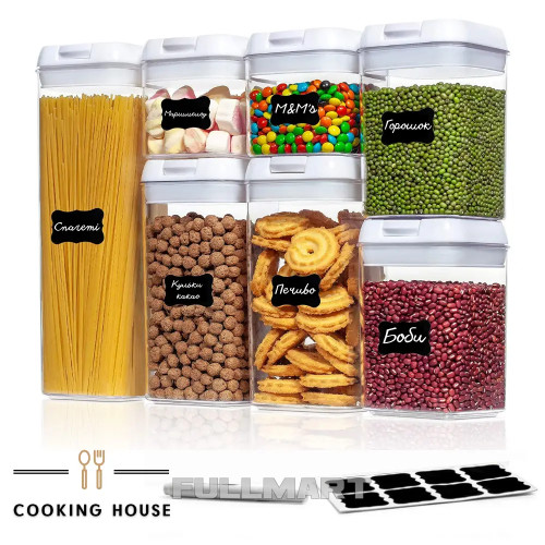 Набір ємностей для сипучих продуктів Food Storage Container Set 7 шт з білими кришками